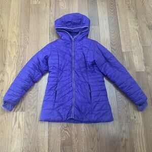 Lands End Girls Size Medium Fleece Lined Purple Winter Hooded Jacket/Coat Ski
